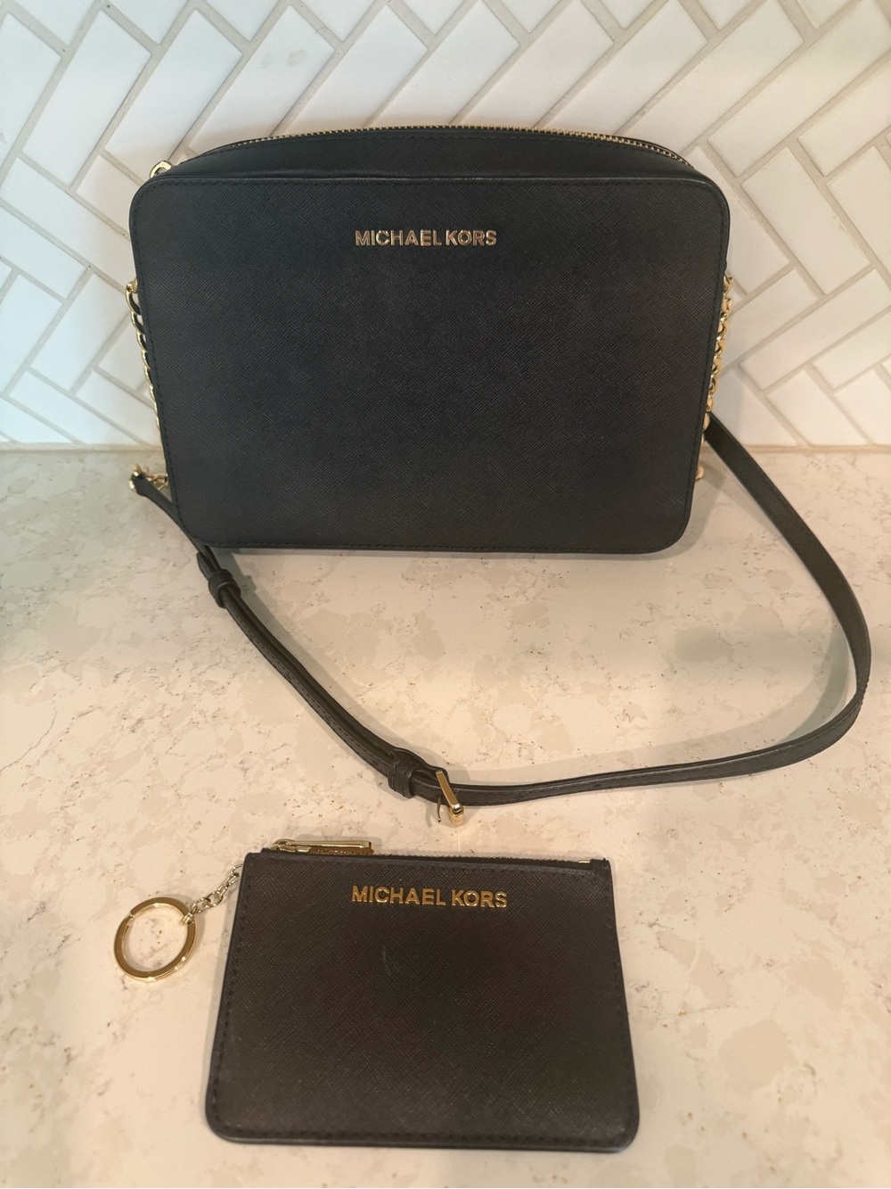 Michael Kors Black Crossbody Bag with Matching Card Pouch